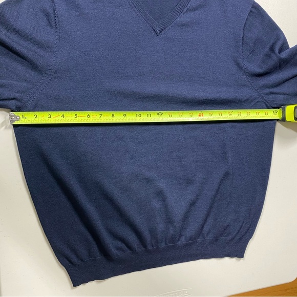 100% Merino Wool V-Neck Men's Navy Sweater Size XXL Byford London Very Good - Picture 4 of 11